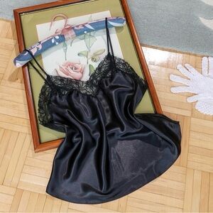 Vintage Victoria’s Secret Gold Label tuxedo black satin camisole